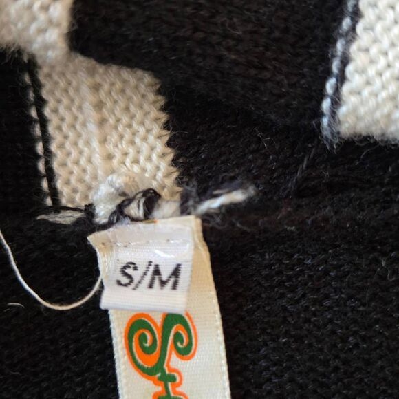 Shoreline Womens Black White Stripe Shawl Collar Cardigan Sweater Small/Medium - Picture 6 of 10